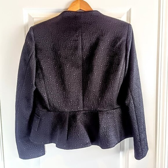 Etro Milano Black Textured Italian Peplum Blazer Jacket - Picture 2 of 8